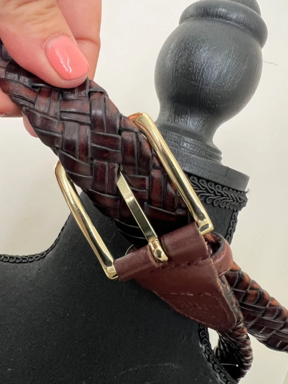 Men's Unbranded Vintage Brown Bonded Leather Braided Belt #110561 210